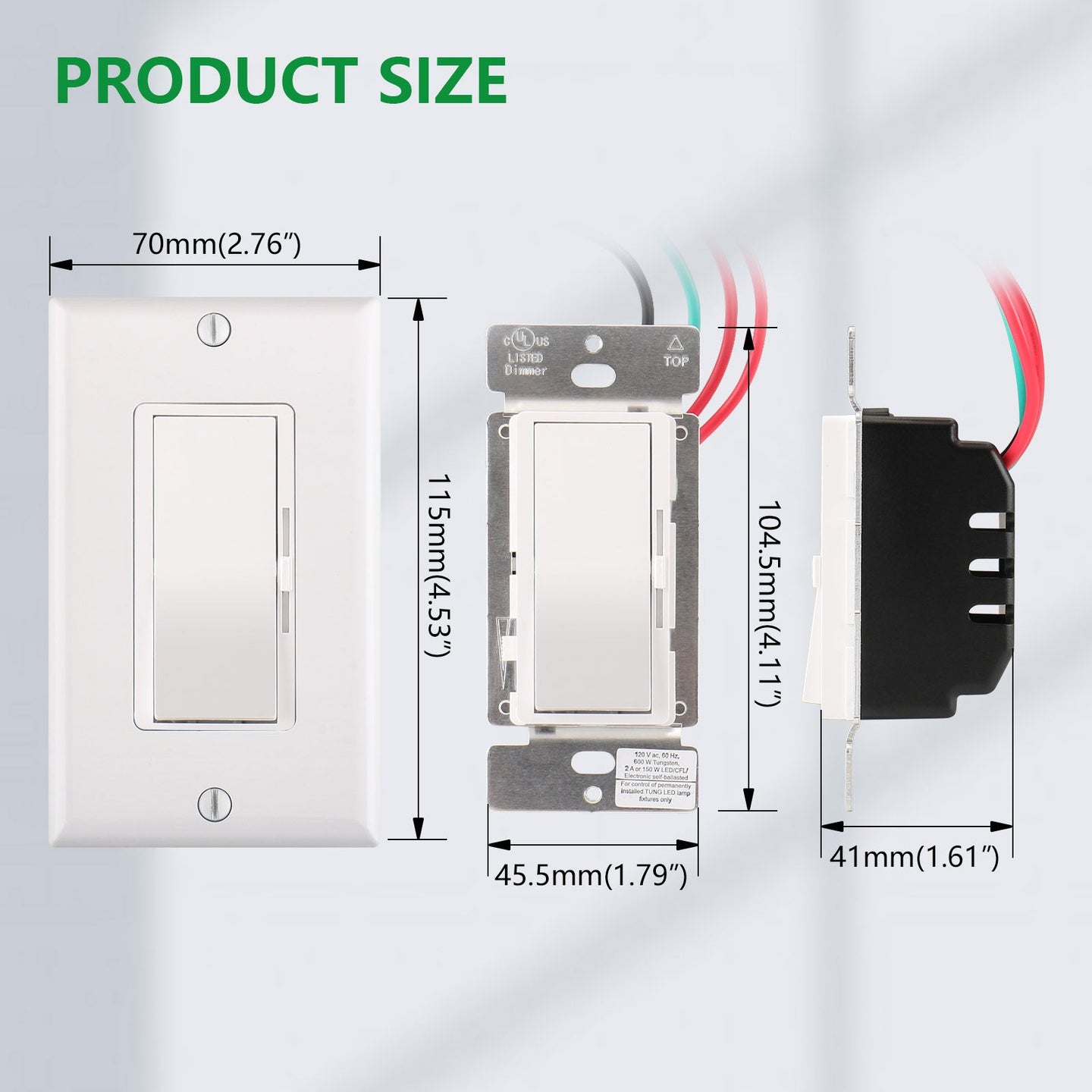 TORCHSTAR Dimmer Switch With Wallplate - 720W Max, Single-Pole Or 3-Way, For Dimmable LED/CFL/Halogen Lights